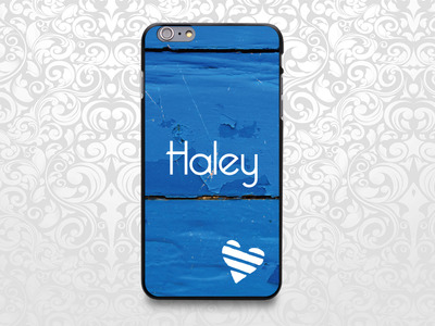 Blue Wood little heart custom name case for iPhone 7/6/6s/5/5s/5c, Samsung S6/Note5, Sony, LG Nexus, Nokia Lumia, HTC One, Moto X (BCBL-59)