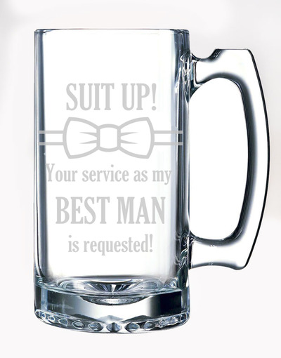 WIll You Be My Best Man Etched Glass Stein Mug