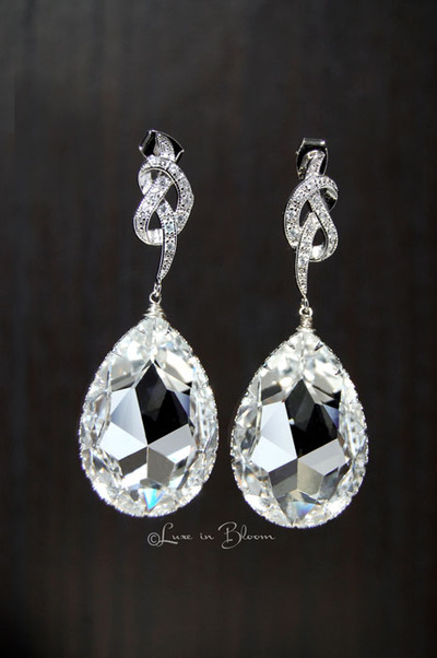 Wedding Swarovski Earrings Large Drops - Style # E159-C : Luxe in Bloom