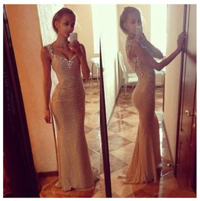 Sexy Prom Dress,Charming Prom Dress,Sequined Prom Dress,Mermaid Prom Dress,V-Neck Prom Dress,15040107