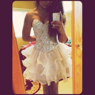 Fashion Graduation Dress,Organza Graduation Dress,Sequined Graduation Dress,15040137