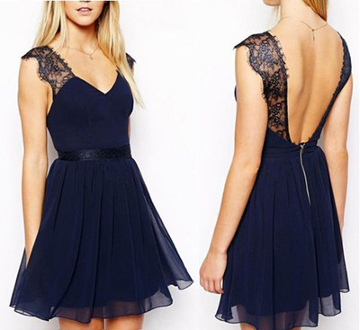 A-Line Graduation Dress,Backless Party Dress,Chiffon Party Dress,V-Neck Party Dress,15040138