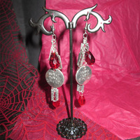 “Never Give Up” Self-Harm Razor Blade and Blood Drops Earrings - Thumbnail 1