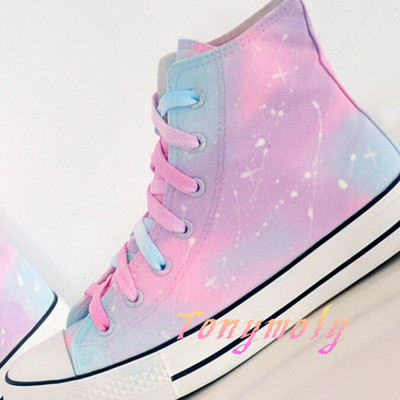 Harajuku Gradient Galaxy Star Custom Painted canvas Luminous shoes