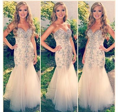 champagne prom dress, long prom dress, mermaid prom dress, 2015 prom dress, wedding prom dress,15040710