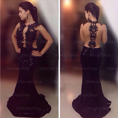 long prom dress, black prom dress, popular prom dress, lace prom dress, sexy prom dress, sequin prom dress, long evening dress, BD145191