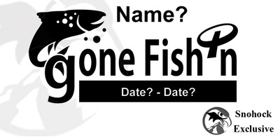 Customized gone fish'n vinyl decal sticker (8" by 4")