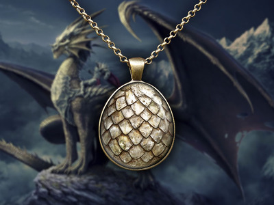 White Dragon Egg Pendant Necklace Game of Thrones Jewelry