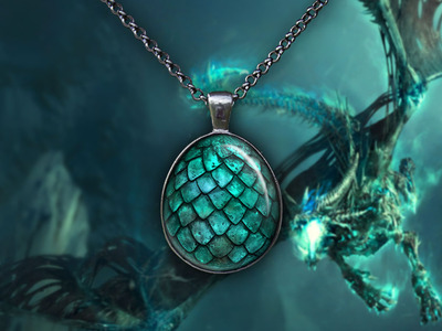 Turquoise Dragon Egg Pendant Necklace Game of Thrones Jewelry