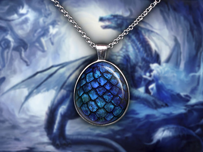 Blue Dragon Egg Pendant Necklace Game of Thrones Jewelry