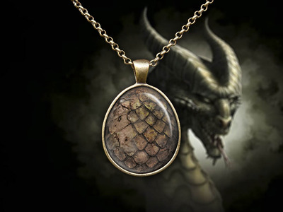 Fossil Dinosaur Egg, Dragon Egg Pendant Necklace Game of Thrones Jewelry