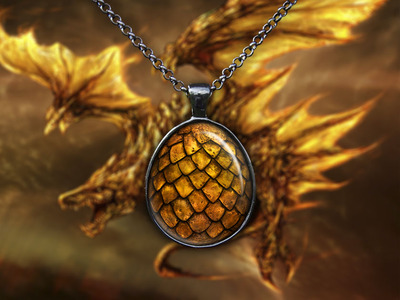 Gold Dragon Egg Pendant Necklace, The Hobbit Jewelry