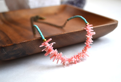 Coral Necklace, Summer Necklace, Summer Jewelry, Turquoise Necklace, Beach Jewelry
