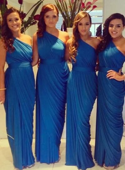 long bridesmaid dresses, chiffon bridesmaid dress, cheap bridesmaid dress, one shoulder bridesmaid dress, royal blue bridesmaid dress, BD143743