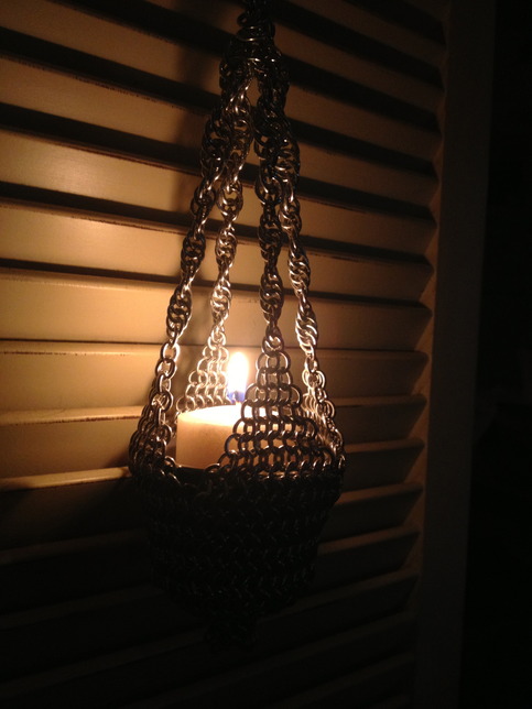 Hanging Chainmaille Votive Holder/Lantern