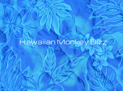 "BLUE - MOONLIGHT PLUMERIAS" Hawaiian Seat Covers - 2PC (QUILTED)