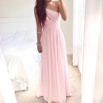 Pink prom dress,Custom prom dress,A Line prom dress,One Shoulder prom dress,Floor Length Prom Dresses, Evening Dresses,15051402