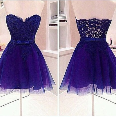 Royal blue prom dresses,Custom prom dress,A Line prom dresses,Short prom dress,Sweetheart Neck Lace Prom Dresses, Short Formal Dresses,15051408