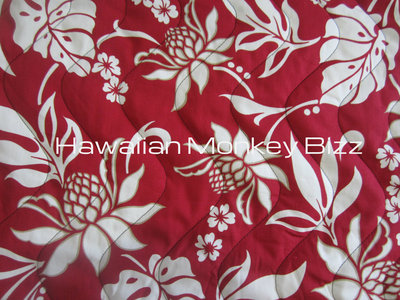 "RED - PINEAPPLE" Hawaiian Seat Covers - 2PC (QUILTED)
