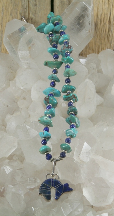 Turquoise and Lapis with Double Sided Spirit Bear
