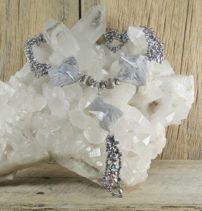 Pearls and Gray Agate Necklace