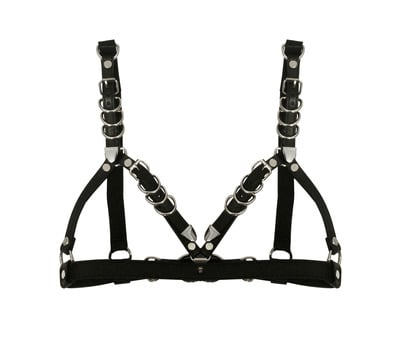 Leather Frame Bra ( Black + Silver )