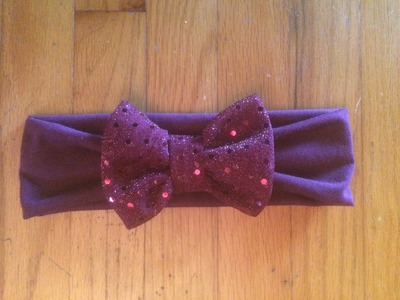 Maroon Sequin Bow Headwrap