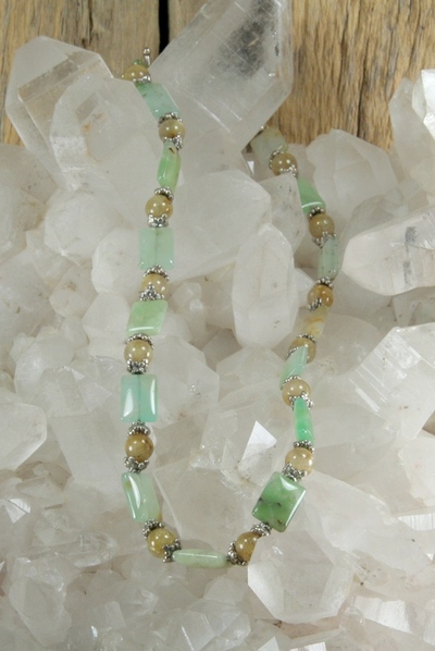 Chrysoprase and Honey Opal Necklace