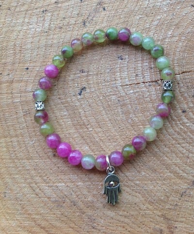 Green Agate Hamsa Bracelet