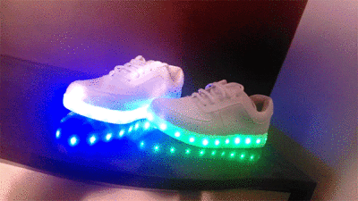 Korea fashion couples LED colorful fluorescent USB charging light shoes