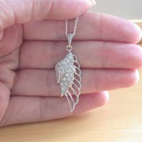 925 Angel Wing Pendant & 18"Sterling Silver Chain/Silver Crystal Angel Wing Necklace/Angel Jewellery/Angel Jewelry/Angel Jewelery/Angel Wing - Thumbnail 2