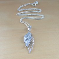 925 Angel Wing Pendant & 18"Sterling Silver Chain/Silver Crystal Angel Wing Necklace/Angel Jewellery/Angel Jewelry/Angel Jewelery/Angel Wing - Thumbnail 1