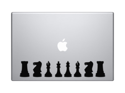 Chess Icon Champion - Back Row Set Solid Piece Silhouette - Vinyl Decal For Laptops, Macbook, Tablets and Cars