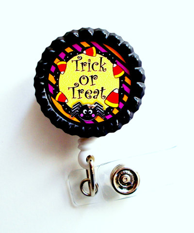 Trick or treat - name badge holder - teacher badge - nursing badge reel - teacher badge reel - nurses badge - halloween badge clip