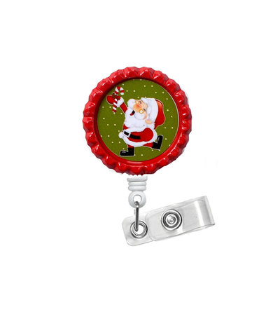 Dancing santa - nursing badge holder - christmas nurse badge reel - teacher name badge - nurses badge - cute badge reel - nicu badge - rn