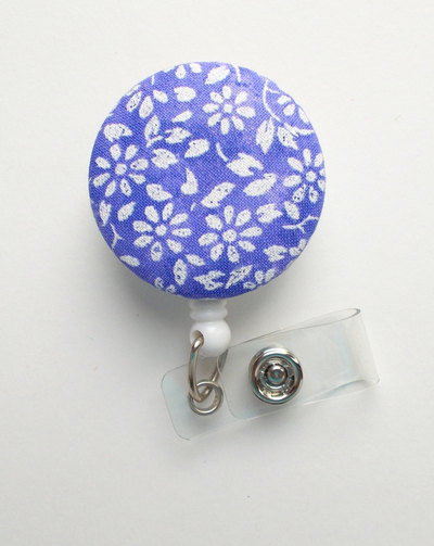 Purple and white floral - nurse badge holder - nursing badge reel - retractable badge reel - teacher badge - flower badge reel - nurse gift