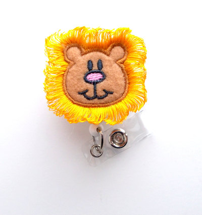 Harry the lion - cute badge reel - nurses badge holder - felt badge holder - nursing badge holder - cute badge reel - rn badge reel - nurse