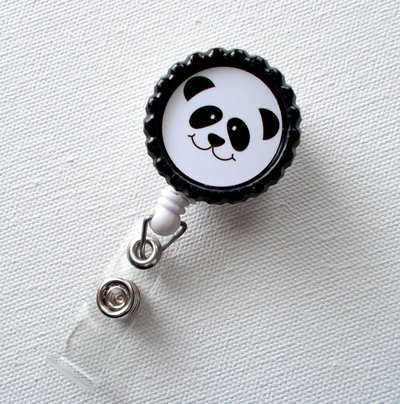 Panda - retractable nursing badge reels - nurses badge holder - animal id badge reel - nurse - preschool teacher badge