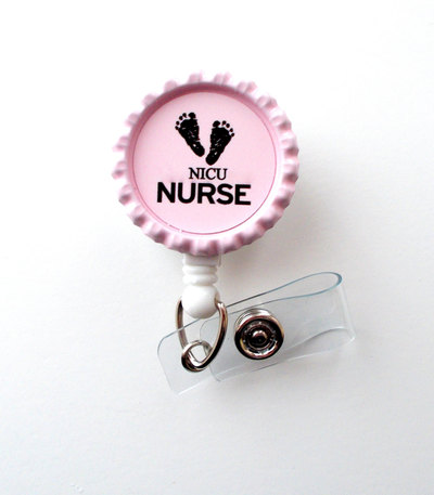 Nicu nurse baby pink - nurses badge holder - nursing badge reel - name badge holder - nurse id badge clip - nicu badge clip