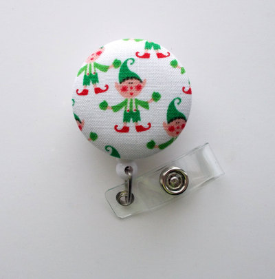 Elf - cute id badge reel - nurse badge holder - nursing badge reel - holiday badge reel - teacher badge