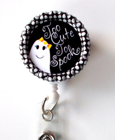 Cute ghost - name badge holder - lanyard - nursing badge - teacher badge - nurses badge - halloween badge - rn badge - picu - nurse gift