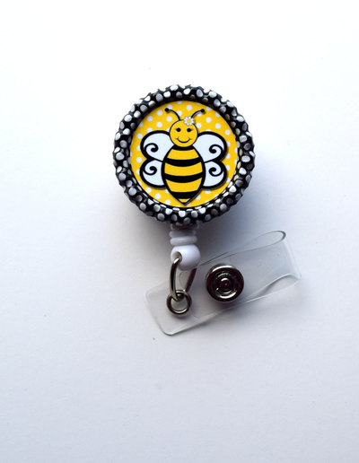 Buffy the bee - name badge holder - teacher badge reels - nurse badge - nurse gift - nursing badge - rn badge - name badge holder