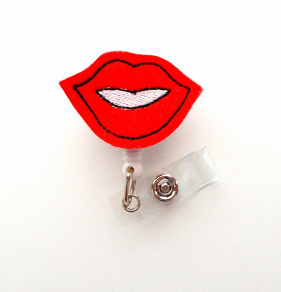 Hot lips - name badge holder - cute badge reel - nurse badge holder - nursing badge clip - teacher badge reel