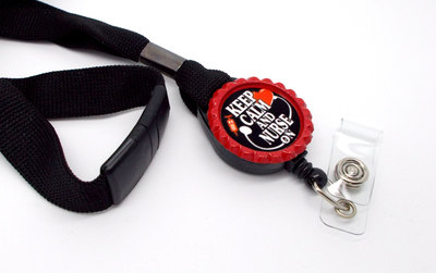 Keep calm and nurse on lanyard red - nursing id - nurse lanyard - nicu lanyard - nurse badge holder - rn badge holder - name tag holder