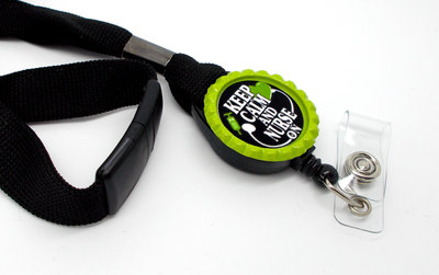 Keep calm and nurse on lanyard green - labor and delivery lanyard - picu lanyard - nurse badge holder - rn badge holder - name tag holder
