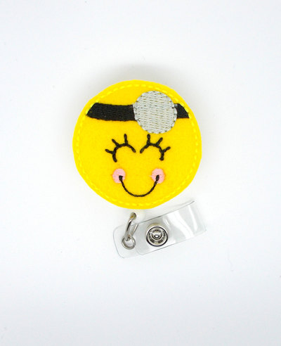 Smiley face doctor - badge reel - md badge holder - doctor badge - medical doctor badge clip - medical office badge - surgeon badge
