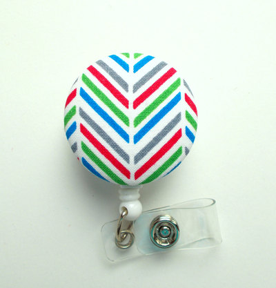 Chevron mini stripes primary colors - nurse badge holder - nursing badge reel - retractable id badge reel - teacher badge - male nurse id