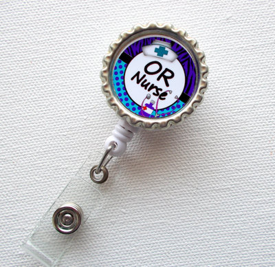 Or nurse - name badge holder - retractable id badge reel - nurse badge clip - nursing badge - cute id badge reel