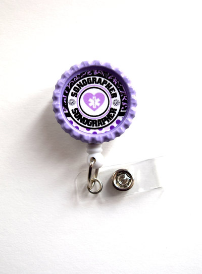 Ultrasound id badge holder - sonographer badge reel - name tag badge - cute id badge holder - sonogram badge reel - ultrasound tech