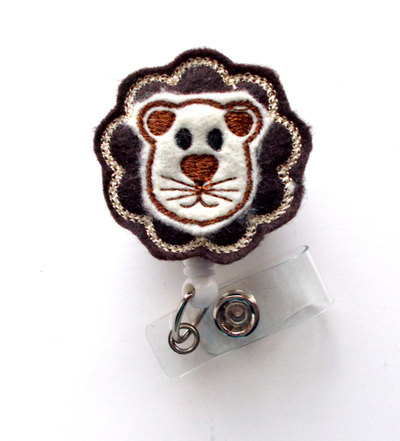 Lion ii - cute badge holder - nurses badge holder - felt badge holder - nursing badge holder - cute badge reel - rn badge reel - nurse